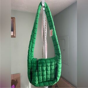 Free People Quilted Puffy Shoulder Bag NWT Kelly Green Mini Crossbody